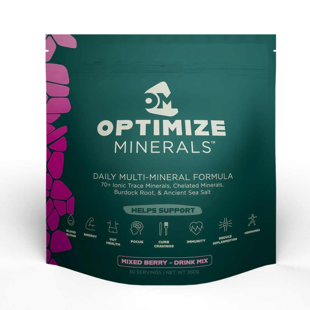 Optimize Minerals Multi Mineral Daily Formula – Magnesium, Electrolytes & Trace Mineral Supplement Powder - Gluten Free Vitamins Drink - Mixed Berry, 30 Servings